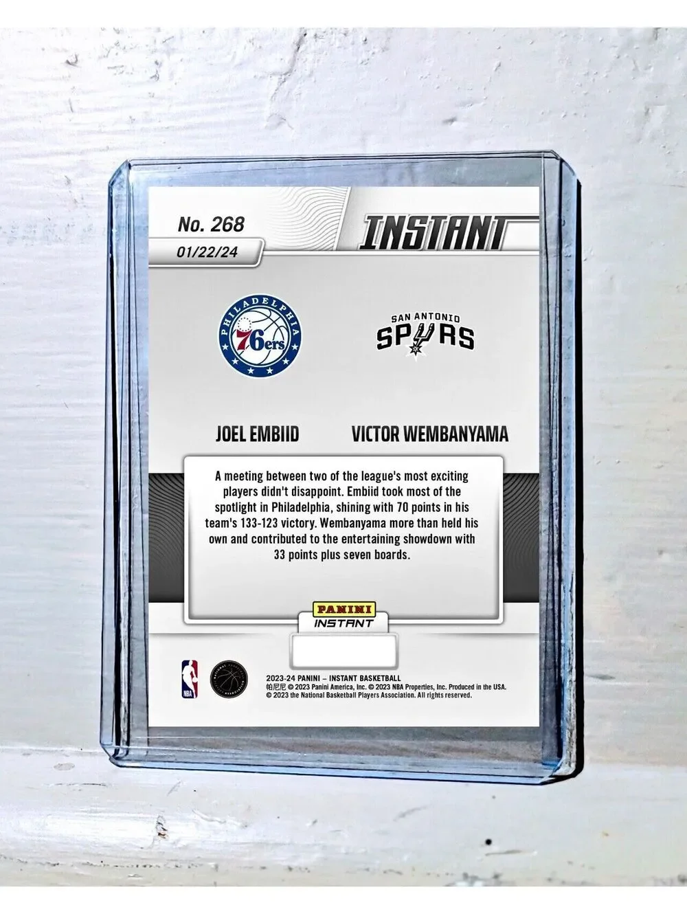 Victor Wembanyama / Joel Embiid 2023-24 Panini #268 NBA Rookie Card